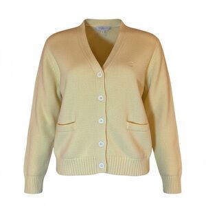 Lauren Ralph Lauren Pale Yellow V‑Neck Button Cardigan